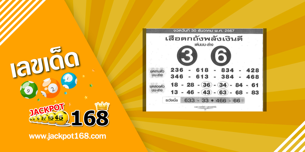 หวยเสือตกถังพลังเงินดี 2/1/68