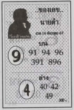 เลขนายดำ 16/12/67