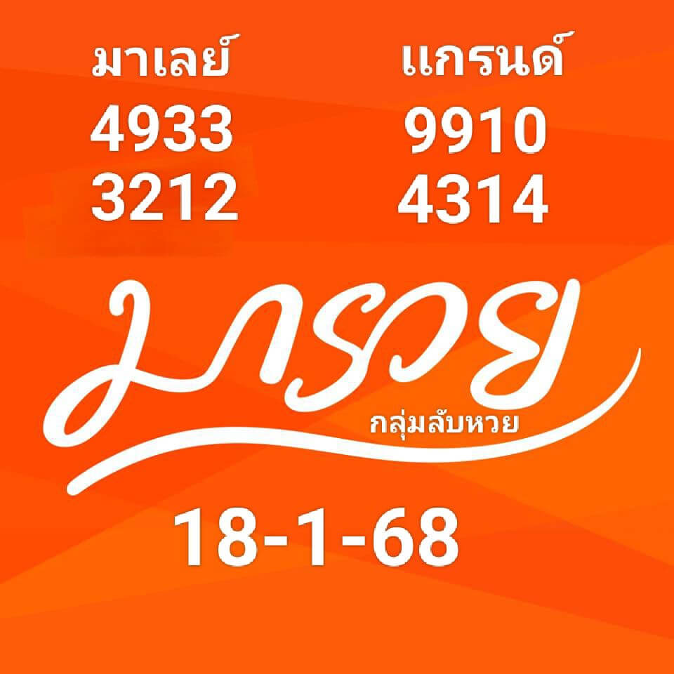 หวยมาเลย์ 18/1/68 ชุดที่ 6