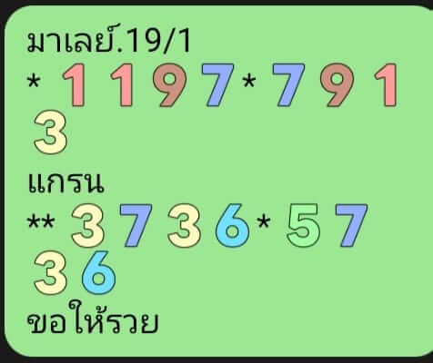 หวยมาเลย์ 19/1/68 ชุดที่ 7