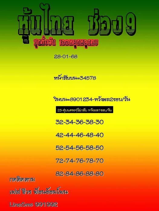 หวยหุ้น 28/1/68 ชุดที่ 3