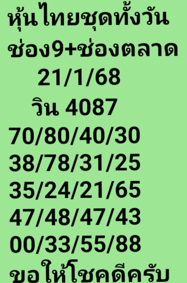 หวยหุ้น 21/1/68 ชุดที่ 6