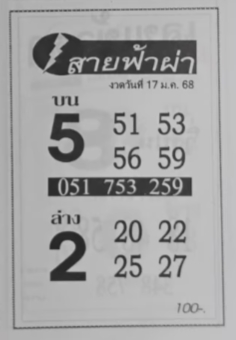 หวยสายฟ้าผ่า 17/1/68