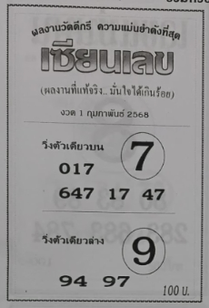 หวยเซียนเลข 1/2/68