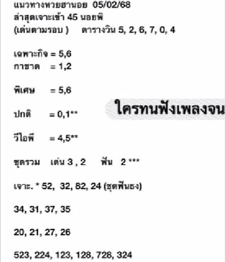 หวยฮานอย 5/2/68 ชุดที่ 2