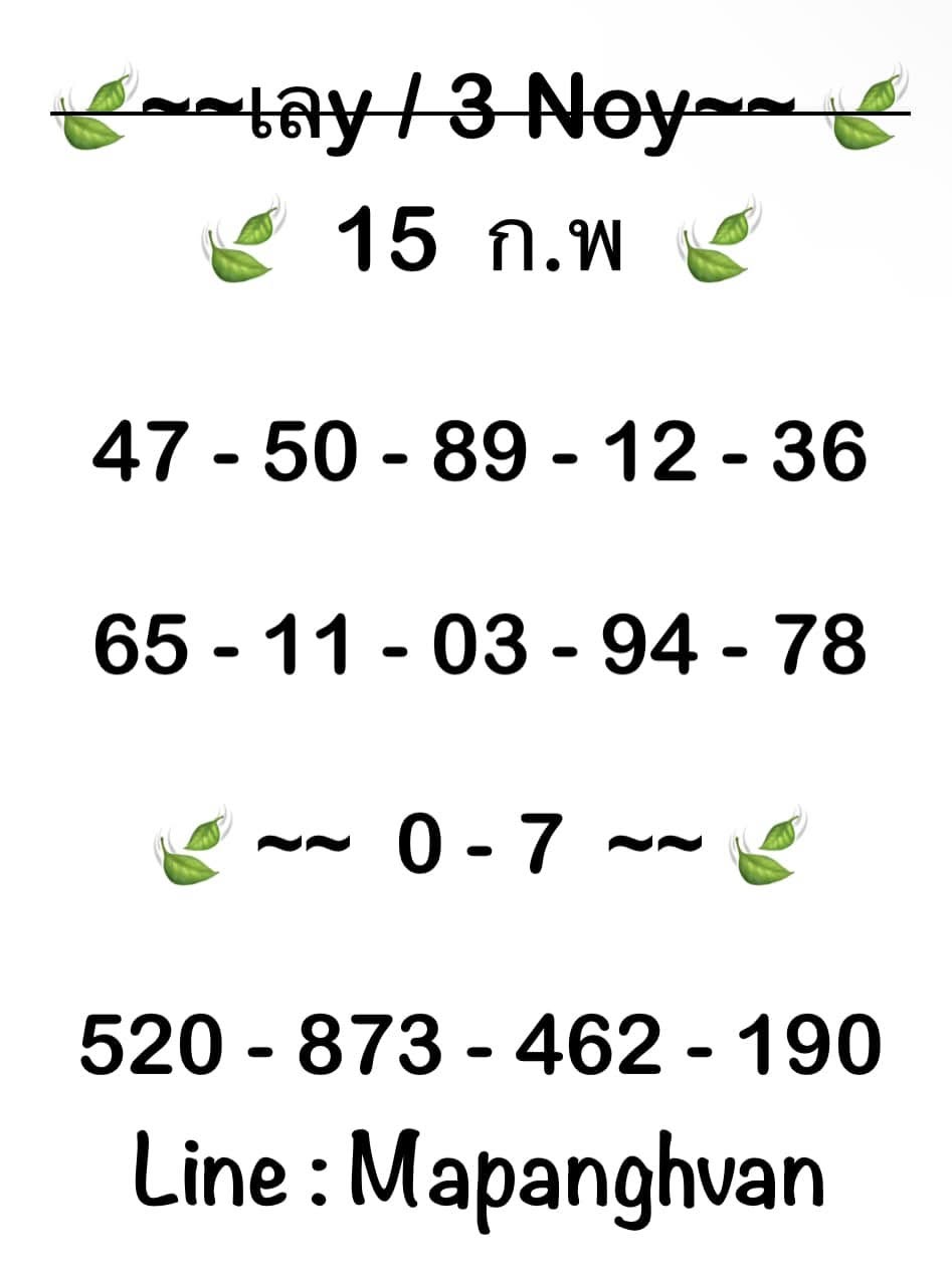 หวยมาเลย์ 15/2/68 ชุดที่ 1