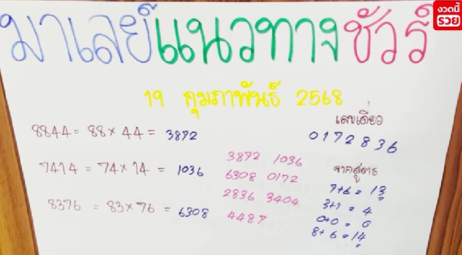 หวยมาเลย์ 19/2/68 ชุดที่ 3