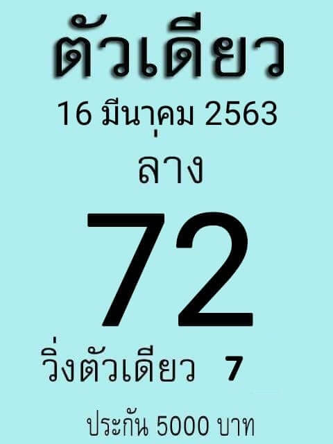 หวยตัวเดียว 16/3/63