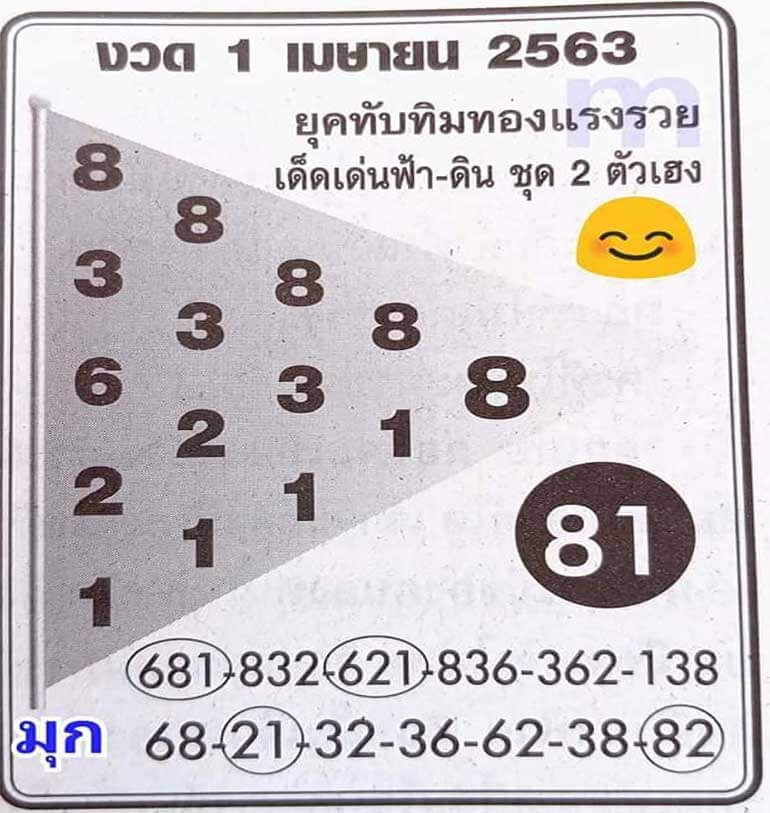 หวยทับทิมทอง 1/4/63