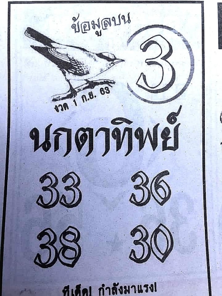 หวยนกตาทิพย์ 1/9/63