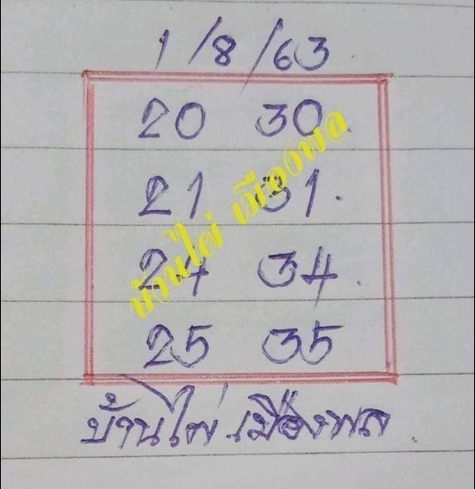 หวยบ้านไผ่เมืองพล 1/8/63 ชุดที่ 2