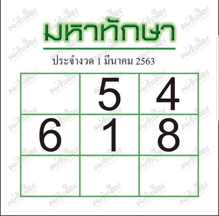 หวยมหาทักษา 1/3/63