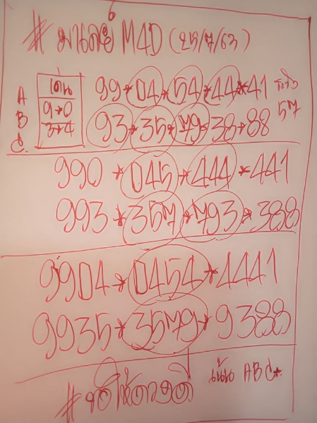 หวยมาเลย์ 25/7/63 ชุดที่ 2