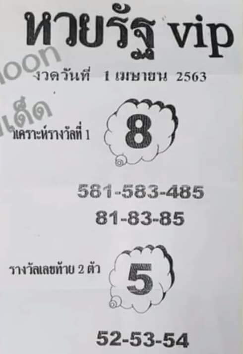 หวยรัฐVIP 1/4/63