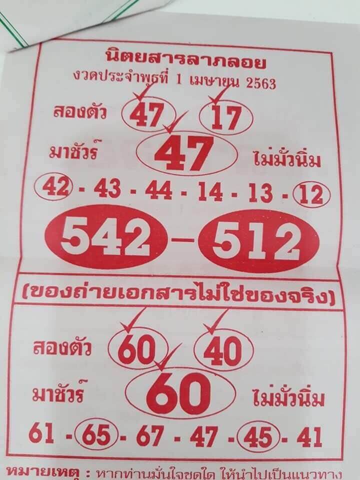 หวยลาภลอย 2/5/63