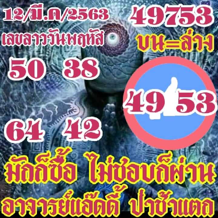 หวยลาว 12/3/63 แนวทางเลขลาววันนี้ชุดที่1