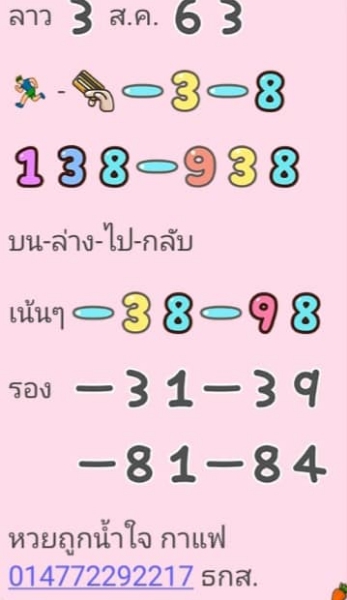 หวยลาว 3/8/63 ชุดที่ 3