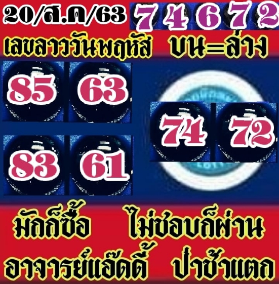 หวยลาว 20/8/63 ชุดที่ 7