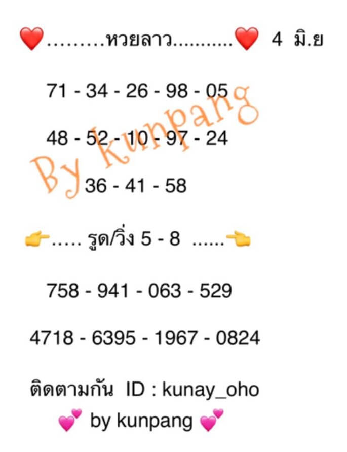 หวยลาว 4/6/63 ชุดที่ 2