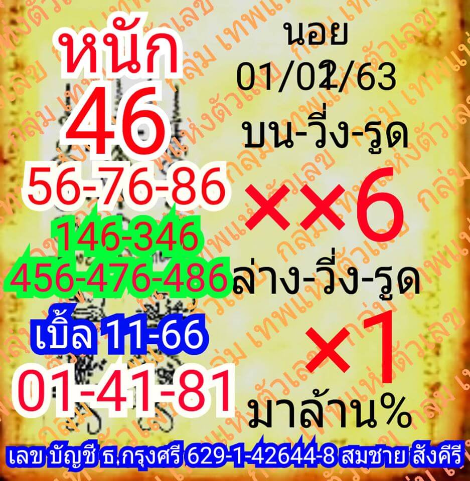 หวยฮานอย 1/2/63 สูตรเจาะเลขแม่น ชุดที่1