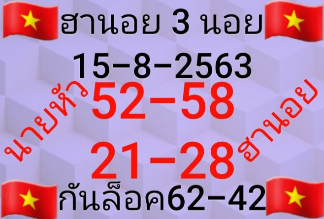 หวยฮานอย 15/8/63 ชุดที่ 10