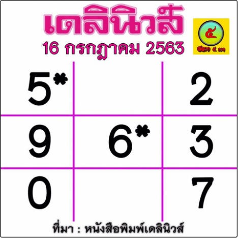 หวยเดลินิวส์ 16/7/63