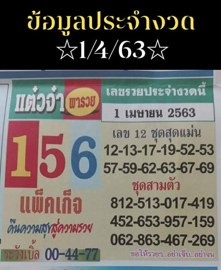 หวยแต๋วจ๋าพารวย 2/5/63