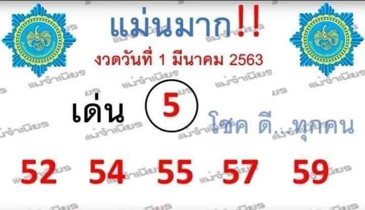 หวยแม่นมาก 1/3/63