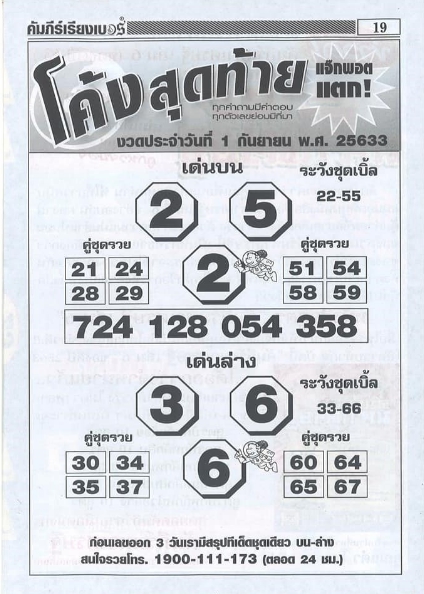 หวยโค้งสุดท้าย 1/9/63