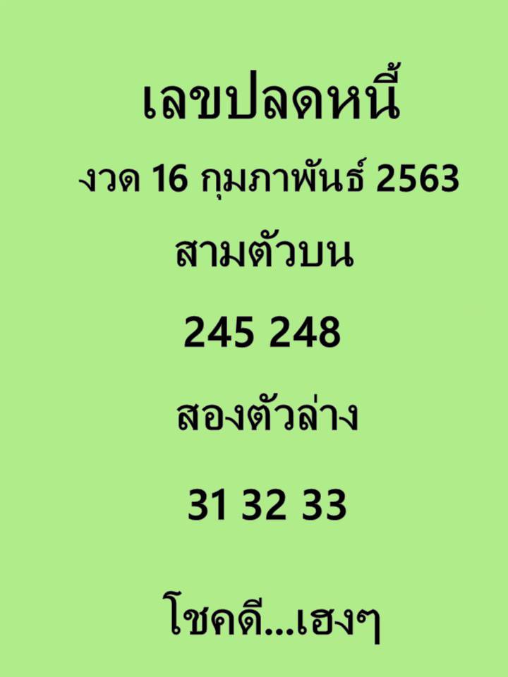 เลขปลดหนี้ 16/2/63