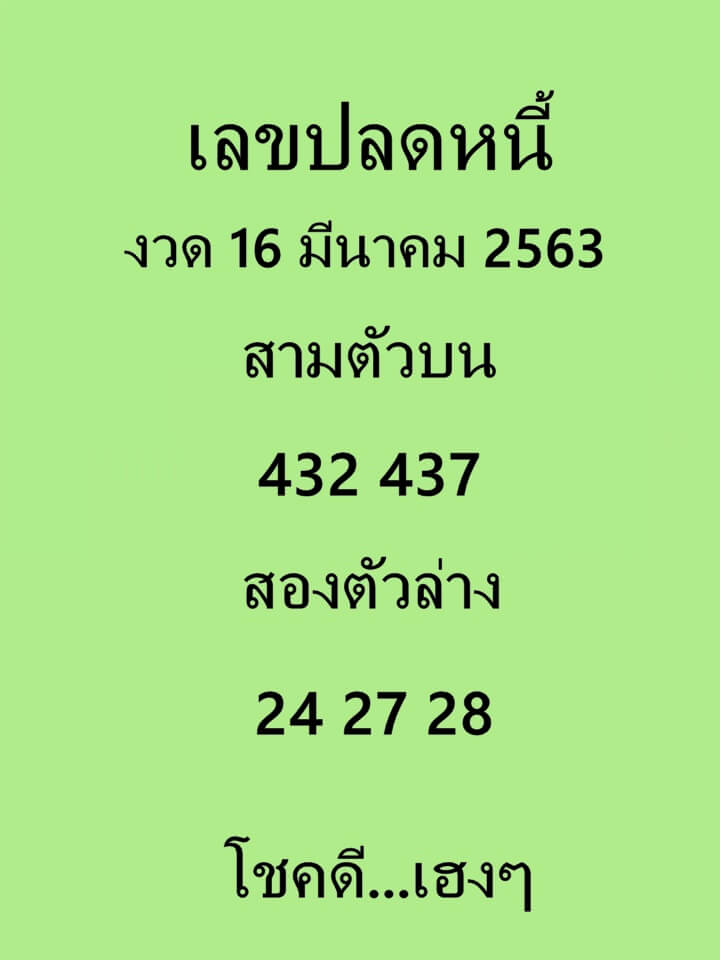 เลขปลดหนี้ 16/3/63